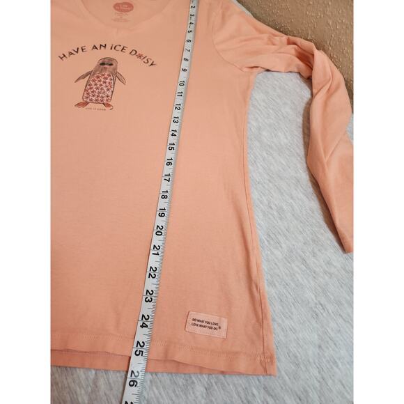 Life Is Good Women Pink Have An Ice Daisy Penguin Long Sleeve Crusher Tee Size M - Picture 6 of 6